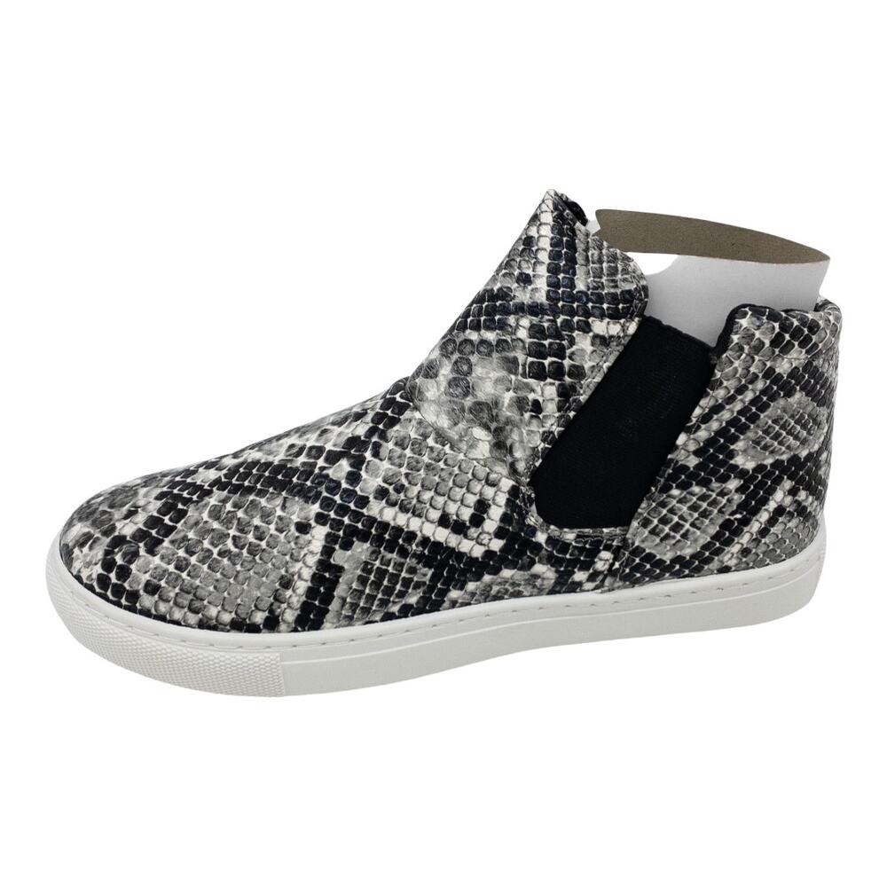 Pierre Dumas Traveler Snake Embossed High Top Sneakers Women's 9 Black White